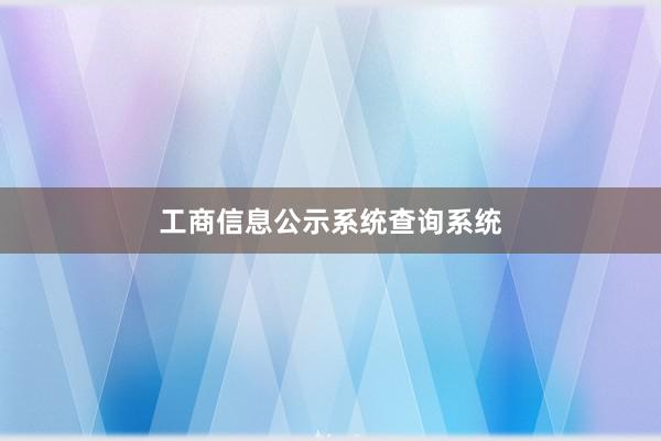 工商信息公示系统查询系统